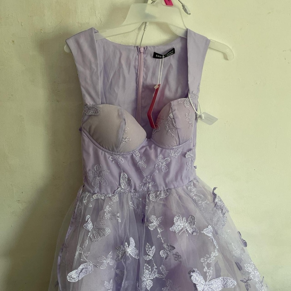 SHEIN Lavender Butterfly Midi Dress